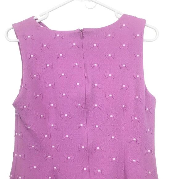 Tyler Böe Pinkish Purple White Bow Textured Sleeveless Drape Neck Pencil Dress - Picture 10 of 14